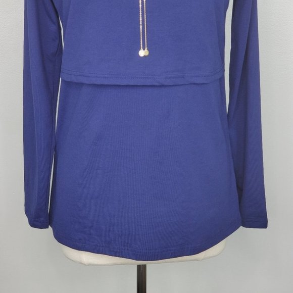 SMALLSHOW Navy Long Sleeve Knit Maternity Nursing Top NEW NWT Size M - Picture 3 of 13